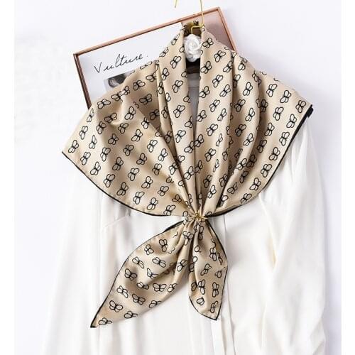 2020 New Winter Twill Silk Scarf Lady Hair Neck Scarves Print Fashion Shawl and Wraps Female Neckerchief Large Hijab Head Band