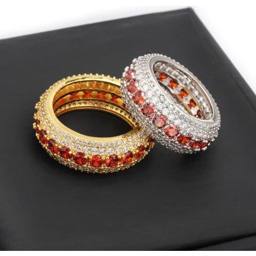 New Fashion Hip Hop Jewelry Western Hot iced out bling Gold Silver Color Rings All Match Zircon Brass Rings for Men Women