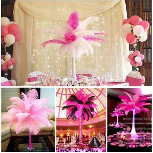 Wholesale free shipping high quality 50pcs natural pink ostrich feather 20-22inch / 50-55cm Variety of decorative