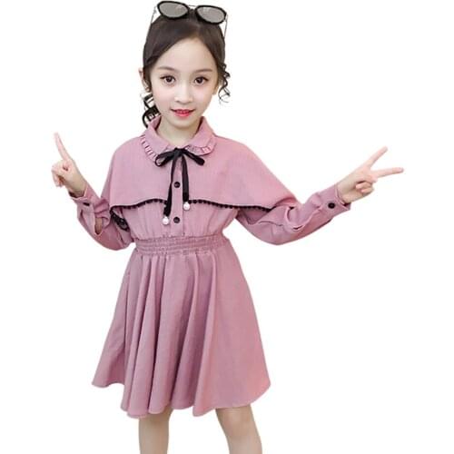 Dress Girl Pearls Kids Party Dresses For Girls Patchwork Dress For Children Casual Style Clothes Girl 6 8 10 12 14