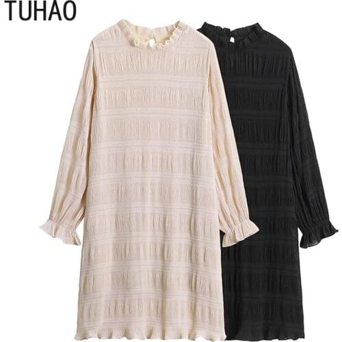 TUHAO 4XL 3XL Winter Big Size Women Dress autumn winter Long Sleeve Large Plus Size Dress Ladies Elegant Party Dresses WM04