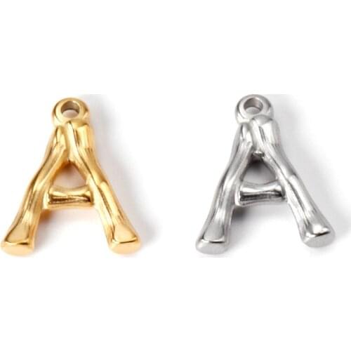 ASON 10pcs/Lot 26 Initial Letter Pendant A-Z Geometry Charms Stainless Steel With Label Necklaces Bracelets DIY Jewelry Making