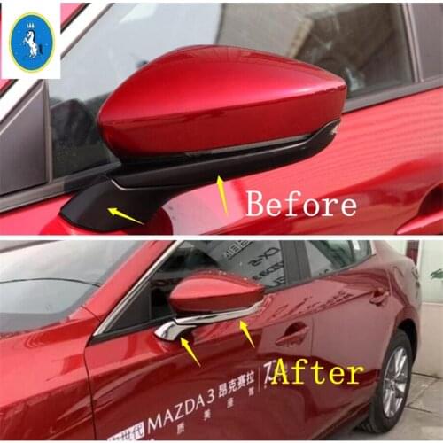 Yimaautotrims Side Door Rearview Mirror Rubbing Strip Cover Trim Overlay Strip ABS Accessories Fit For Mazda 3 2019 2020