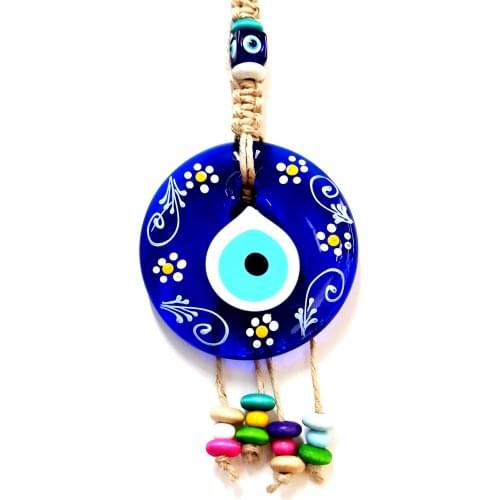 Daisy Pattern Handmade Glass Evil Eye Bead, Colorful Bead Wall Ornament