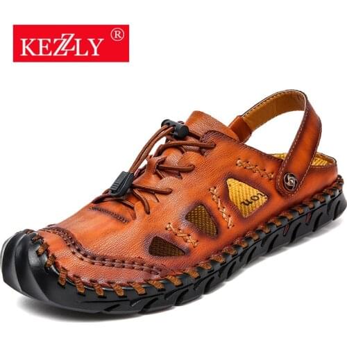 Stylish High Quality Genuine Leather Mens Sandals Breathable Non-slip Casual Shoes Summer Beach Men Shoes Big Size 47 48