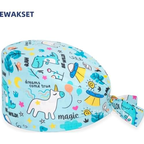 Operation hat Nurse hat doctor surgicals cap cotton cartoon printing laboratory pet shop doctor hat surgicals caps womens hats