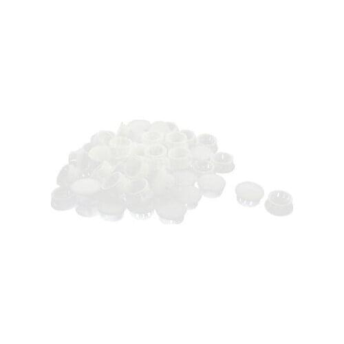 SKT-19 19mm Dia Round White Snap in Mounting Lock Hole Cover Harness 100Pcs