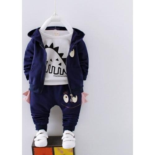 Baby Boy Spring Autumn Sports Clothes Suit Kids Boys Fashion Cartoon Long sleeve T-shirt+Hooded Jacket+Pants 3PCS Kids Outfits