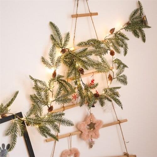 2pcs LED Christmas Pine Needle Garland Fairy Copper String Lights Pinecone Holiday light for Home Wall Table Window Garden Decor
