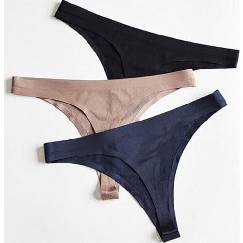 Q017 Plus Size Panties Tanga Breathable Seamless Women Underwear Sexy G Strings Thongs Solid Ice Silk Ladies Underpants