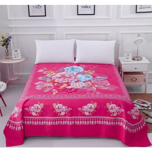 Thicken Brushed Flat Sheet Soft Sanding King Size Bed Sheet Red Wedding Bed Sheet 245x245cm No Pillowcase