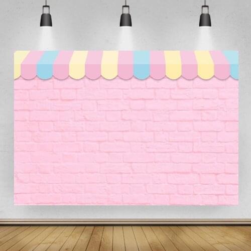 Cute Girl Birthday Pink Brick Wall Photography Backgrounds Candy Color Roof Princess Newborn Baby Birthday Vinyl Backdrops Photo