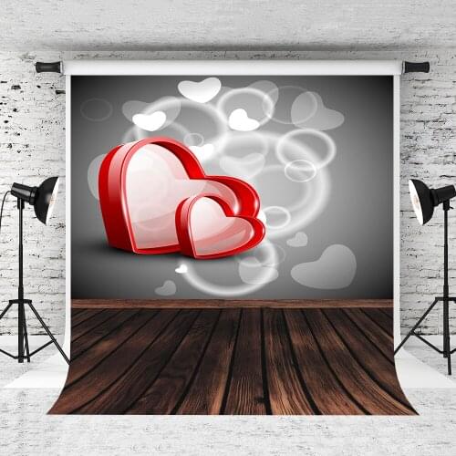VinylBDS 5x7ft Grey Wedding Photography Backdrop Wood Floor Photo Background Love Heart Microfiber Background Fotografia