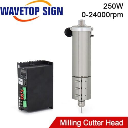 WaveTopSign 250W Ultra High Speed Milling Cutter Head 0-24000rpm for Cutting Acrylic Board Aluminum Plastic and Density Board