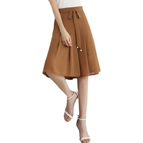 New Fashion Black Chiffon Loose Wide Leg Pants Five Pants Elastic high Waist Culottes Divided SkirtWomen summer Plus Size 5XL