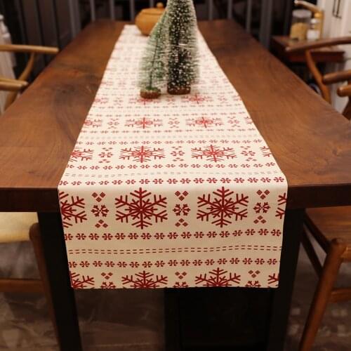 1Pcs christmas table runner Red Snowflake Snowman for Weddings Party Christmas home table Cloth Decor