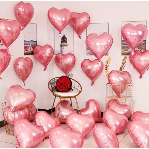 10pcs 18 Inch Rose Gold Red Aluminum Foil Heart Balloon Romantic Love Heart Balloon Aluminum Foil Balloon Wedding Birthday