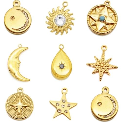 3pcs/lot 100% Stainless Steel Heart Sun Star Moon Pendant DIY Jewelry Charm Wholesale Top Quality Never Fade Factory Price