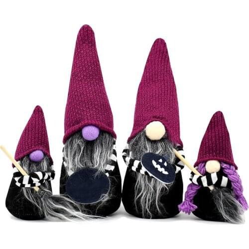 4PCS Halloween Witch Gnomes Plush Decoration For Home Handmade Fall Tomte Swedish Gnome Autumn Scandinavian Faceless Doll Gifts