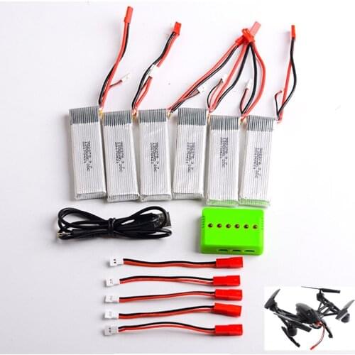 6 in 1 Charger Set with 6pcs 3.7V 1200mAh Lipo Battery for JDX JD509D RC Quadcopter Rc Helicopter