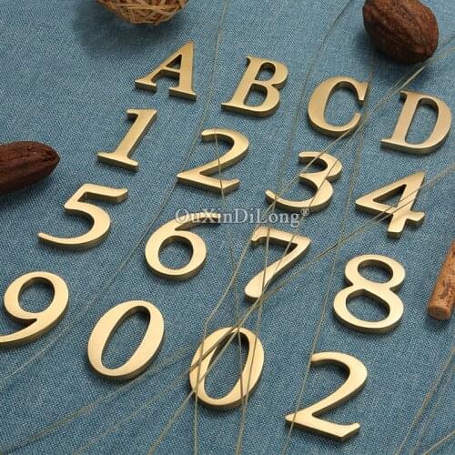 Brand New Pure Brass Self-adhesive House Signs Door Numbers Letter A~Z Door Alphabet House Mail Home Room Street Sign Address
