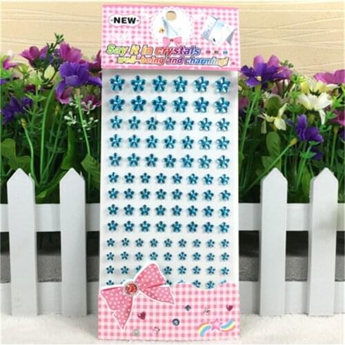 Scrapbook stickers Kids New Toys Self Adhesive 3d Crystal blue flower sticker Glass Frame decoration stickers Children gifts