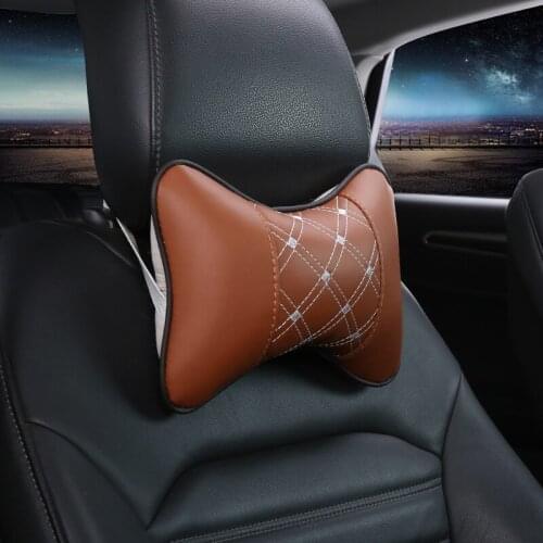 Car Seat Headres Covers Hole-Digging Car Headrest Leather Auto Supplies Neck Pads a Auto Safety Headrest Leather For Car Styling