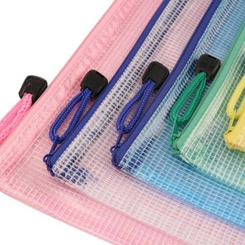 5 Color A4 Transparent Pvc Zipper Bag Waterproof File Pencil Tickets Case Kit Edge Bags