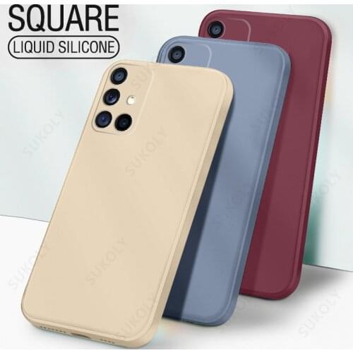New Luxury Original Square Liquid Silicone Soft Case For S21 S20 FE Plus S21 Note 20 Ultra 10 9 S10 S9 S8 Plus Phone Cover