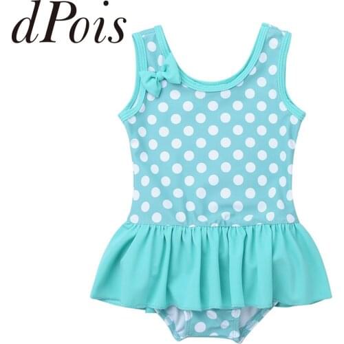 Kids Swimwear Sleeveless Polka Dots Ruffle Swimsuits for Toddlers Beach Wear One-piece Infants Clothing Kids Baby Girls Swimwear