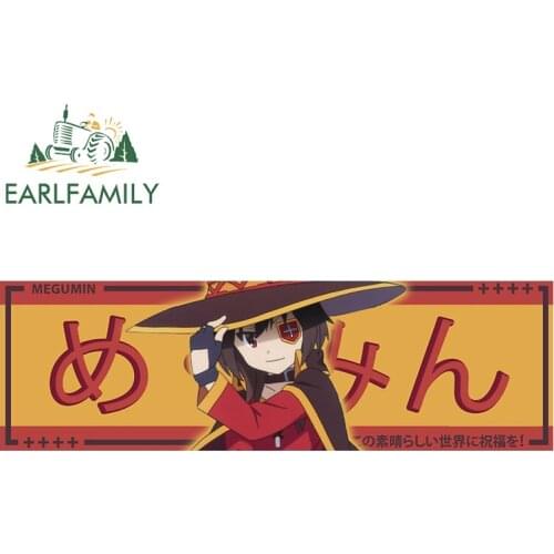 EARLFAMILY 13cm x 4.3cm for Konosuba Megumin Drift Slap Car Sticker Vinyl Car Wrap Decal Surfboard Bumper Graffiti Decoration