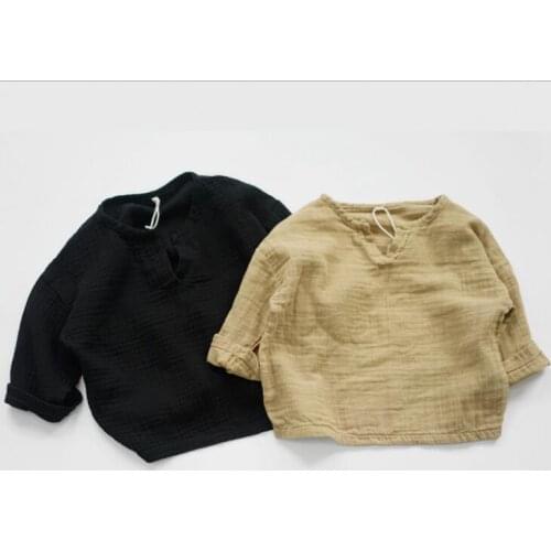 2020 New Girls Boys T-Shirt Autumn Fashion Cotton Linen Kids Top 2-7 years QW223