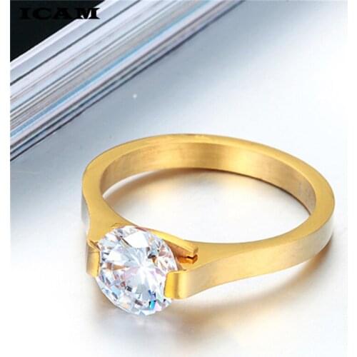 ICAM New Trendy Crystal Engagement Design Hot Sale Rings For Women AAA White Zircon Cubic elegant rings Female Wedding jewerly