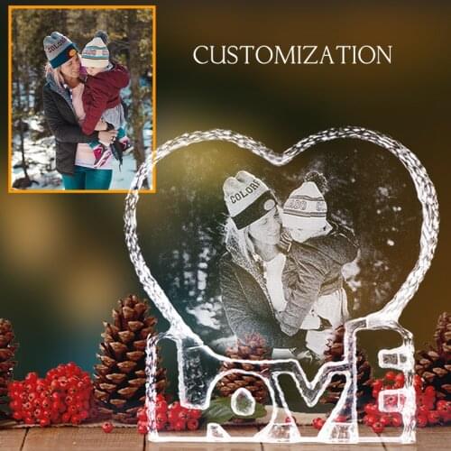Customized Love Heart Shaped Crystal Wedding Photo Album Pictures Personalized Frame Baby Decoration Friends Family Lover Gifts