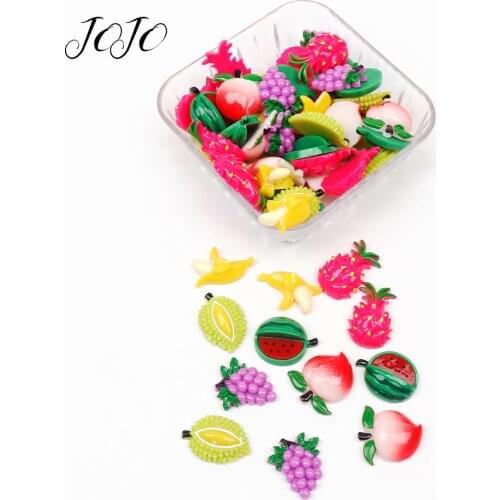 JOJO BOWS 10pcs DIY Craft Supplies Fruit Planar Flatback Resin Patches Accessories Handmade Craft Sticker Hair Bows Decoration