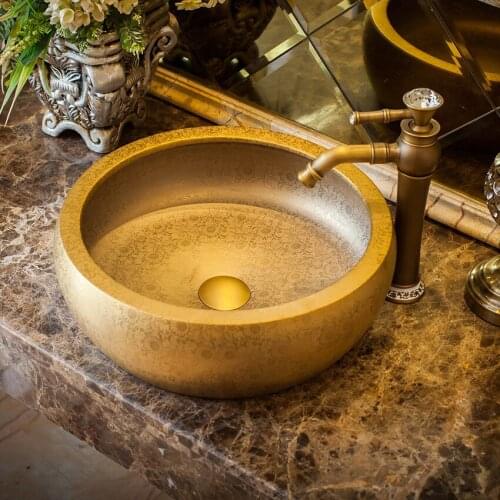 Jingdezhen Ceramic Washbasin Face basin Bathroom sink bowl golden ceramic wash basin bathroom sink