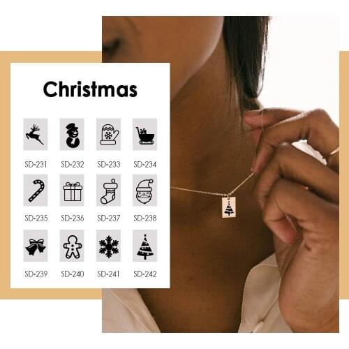 JUJIE Classic Christmas Pendants Necklace For Women Lovely Snowflake/Santa Claus 316L Stainless Steel Jewelry Choker