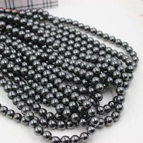 Hot selling 6MM 8MM 10MM Natural Stone Black Hematite round Beads