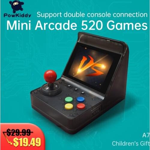 POWKIDDY A7 3 "32-Bit Mini Arcade Game Handset Console Built-In 520 Games Supports Two Online Games Childrens Gift