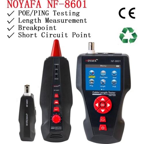 NOYAFA NF-8601 Multi-functional Cable Length Tester RJ11 RJ45 lan Tester PING/PoE testing LCD Wire Tracker Detector Network Tool