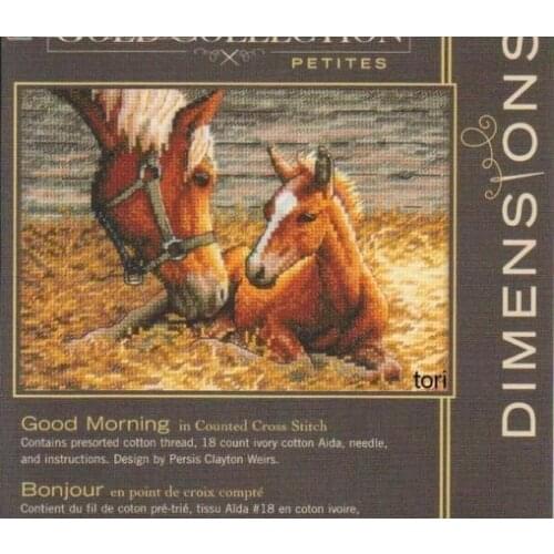 Gold Collection Lovely Counted Cross Stitch Kit Good Morning Horse Mother and Cub Foal Baby dim 70-65119 65119