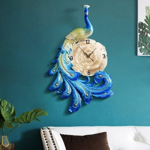 Peacock Wall Clock American Home Living Room Decoration Clock Hotel Restaurant Creative Silent Atmosphere High-end Quartz Clock