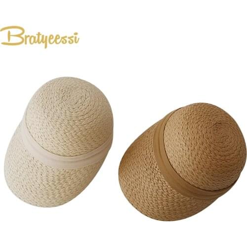 New 2021 Straw Baby Sun Hat Summer Baby Cap for Girls Boys Horseman Kids Cap Adjustable Beach Hat for 2-5Y