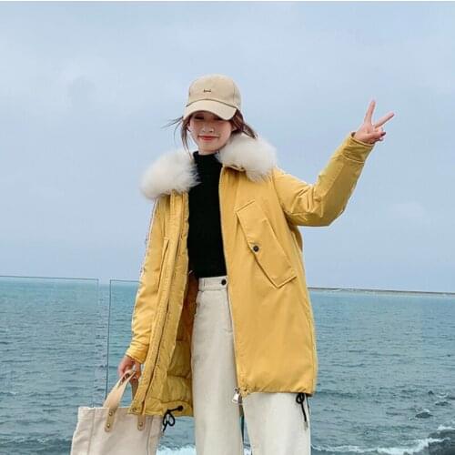 New style all match cotton padded clothes female winter down padded coats lady thick fashion medium long thin womens overcoats