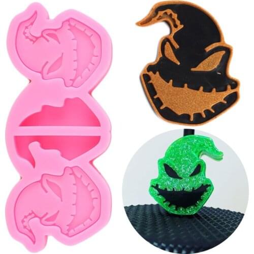 Disney Oogie Boogie Straw Topper Silicone Molds Joker Skull Head Epoxy Resin Mold Halloween Jelly Candy Chocolate Fondant Mould