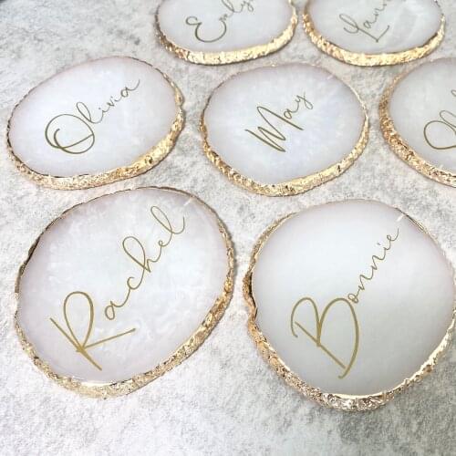 Personalized Agate Coasters Jewelry Plate Custom Nail Plate Acrylic Ring Holder Bridesmaid Gift Bachelorette Party Bridal Shower