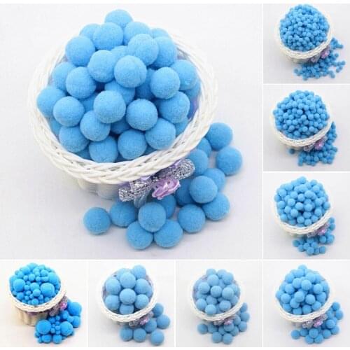 Lake Blue Pompom 8mm 10mm 15mm 20mm 30mm Pom Poms Crafts Supplies DIY for Kids Toy Garment Sewing Home Wedding Decorations 20g