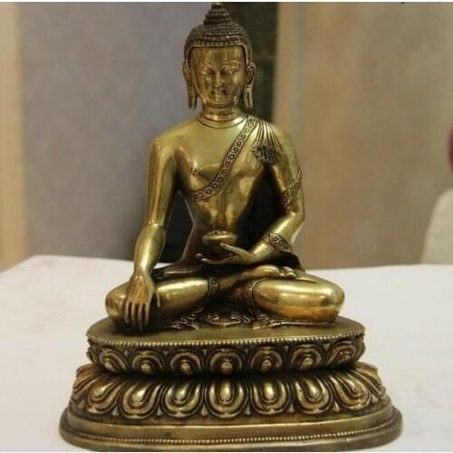 Tiber Buddhism Temple Brass Copper Shakyamuni Tathāgata RuLai Buddha Statue