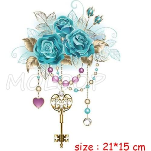 Sticker Waterproof Fake Tattoo Rose Flower Heart Key Necklace Color Tatoo Temporary Tatto Chest Back Leg Belly for Women Girl
