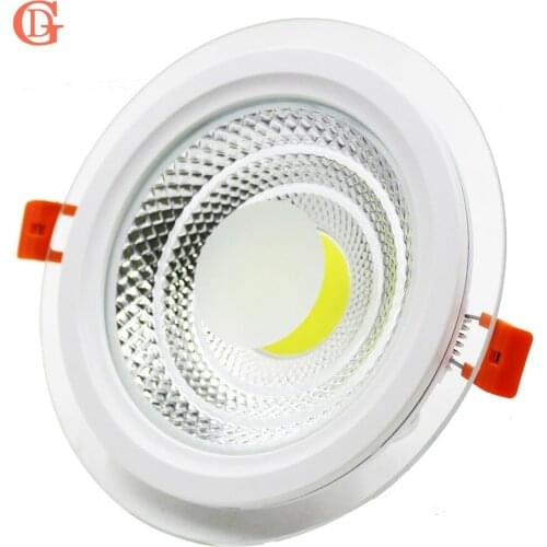 LED Downlight COB Dimmable 7W 10W 12W 15W COB LED Panel Light AC85-265V Recessed LED Downlights Glass Cover With Drive